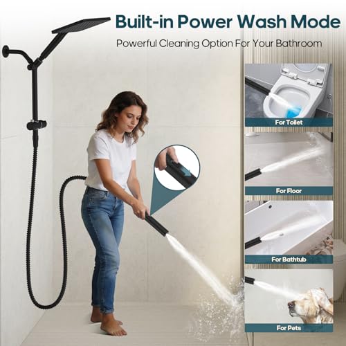 Hombeter Filtered Shower Head with Handheld Combo High Pressure Shower Head with Filters 10 Inch Rain Shower Head Height Adjustable Dual Water Softener Shower Head for Hard Water - Removes Chlorine - Image 5