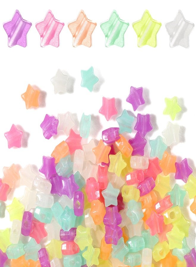 YQQYG 200 PCS Glow in The Dark Star Beads, Multicolor Star Beads for Bracelets, Cute Charms Glow in The Dark Stars for DIY Bracelets Necklaces Accessories - Image 1