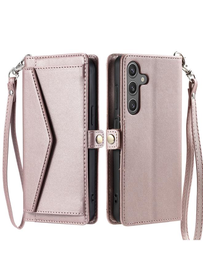 S-TOP Case For Samsung Galaxy S25+ 5G Wallet Multi-card Slot Leather Phone Case with Lanyard - Image 2