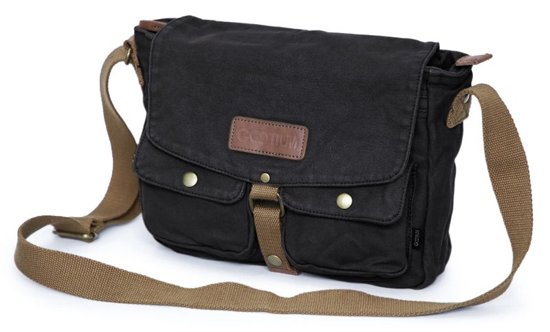 Gootium Canvas Messenger Bag - Vintage Crossbody Shoulder Bag Military Satchel, Charcoal - Image 3