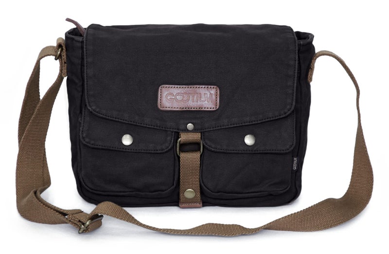 Gootium Canvas Messenger Bag - Vintage Crossbody Shoulder Bag Military Satchel, Charcoal - Image 2