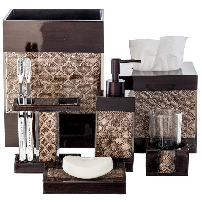 Creative Scents Dahlia Brown Bathroom Trash Can 1.98 Gal / 7.5L - Small Waste Basket for Bathroom - Durable Space Friendly Waste Bin - Decorative Wastebasket for Modern Room or Bedroom Decor - Image 3