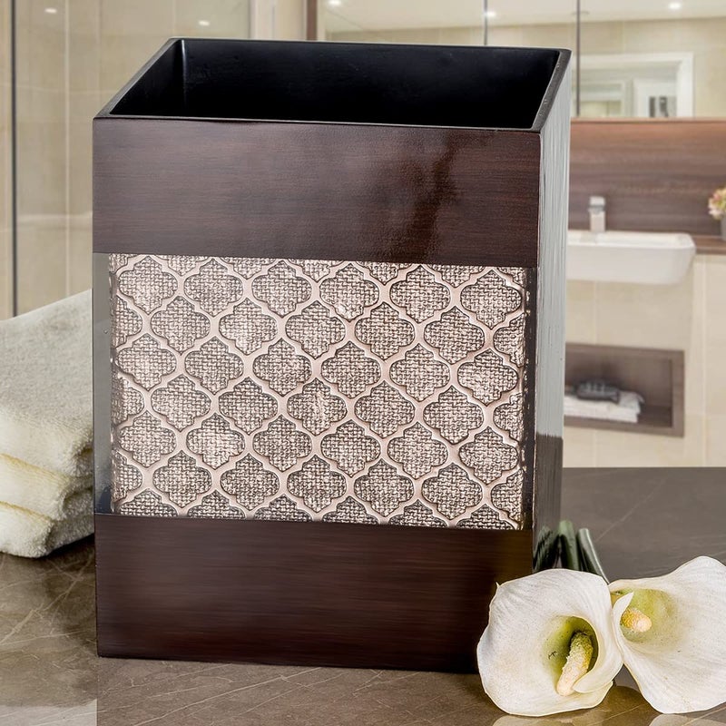 Creative Scents Dahlia Brown Bathroom Trash Can 1.98 Gal / 7.5L - Small Waste Basket for Bathroom - Durable Space Friendly Waste Bin - Decorative Wastebasket for Modern Room or Bedroom Decor - Image 2