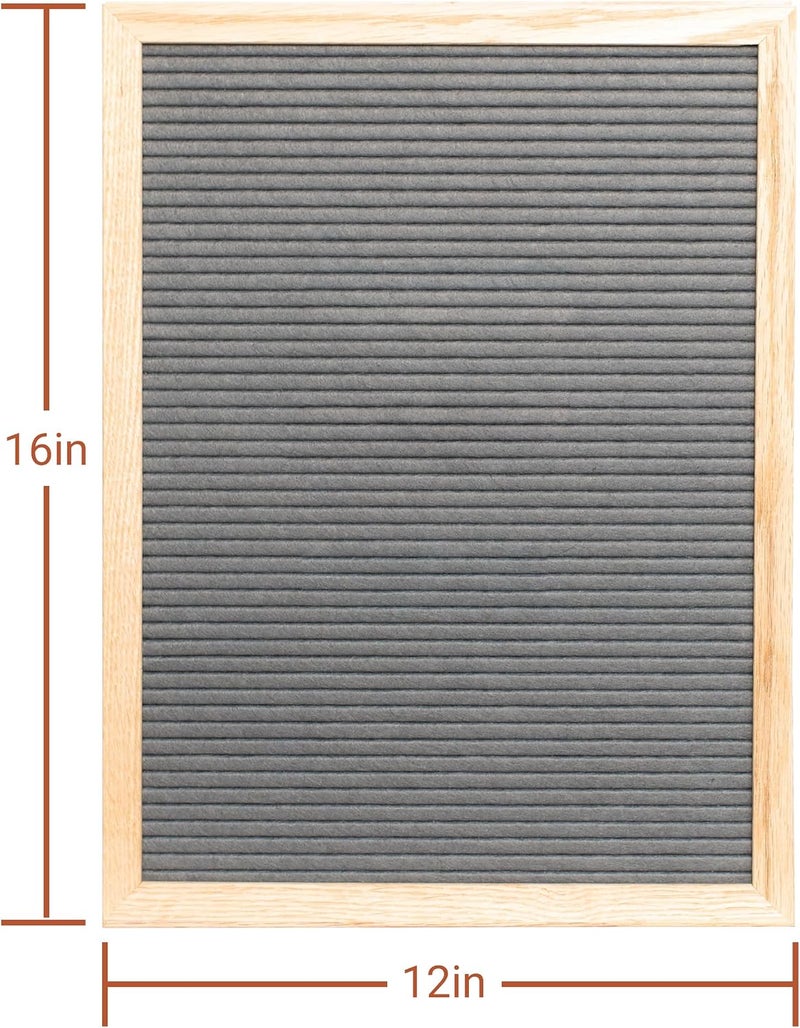 Stiles 12"x16" Felt Letter Board Sign Set, With 440 Plastic Letters, Numbers, and Symbols, Changeable Wooden Message Board for Menu, Milestones, or Baby Announcement Sign, Grey - Image 3