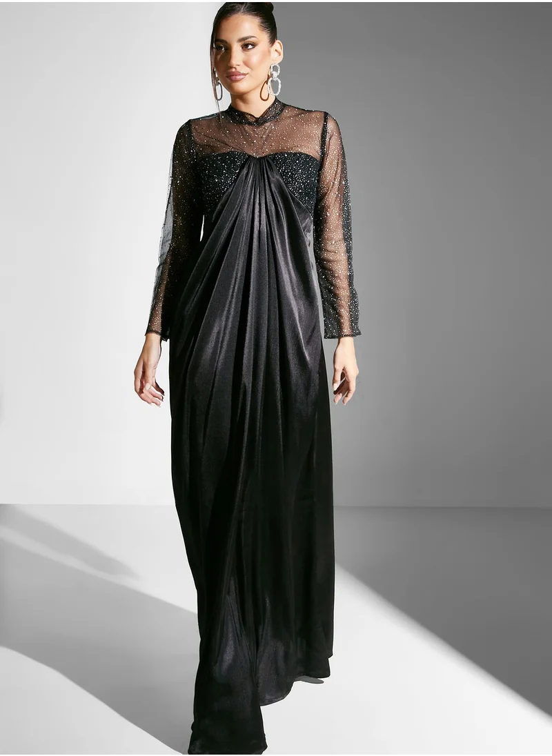 Namshi x Sheer Sleeve Detailed Gown