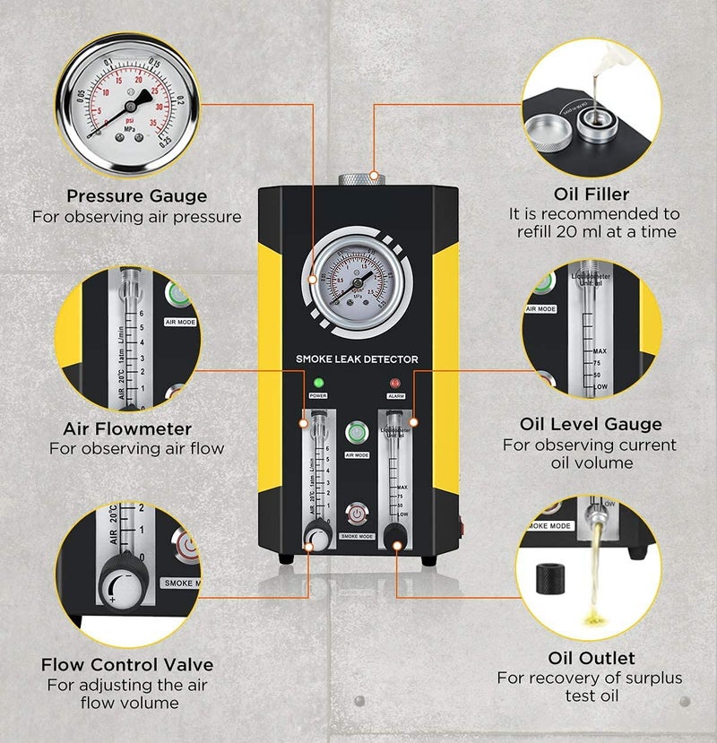 AUTOOL SDT206 Automotive Fuel leakage Diagnostic Tester 2 MODES Car Conduit PIPE System Leakage Tester Car Fuel Leak Detector For 12V Vehicle Boat With Adjustable FlowMeter EVAP Leak Testers Detectors - Image 4