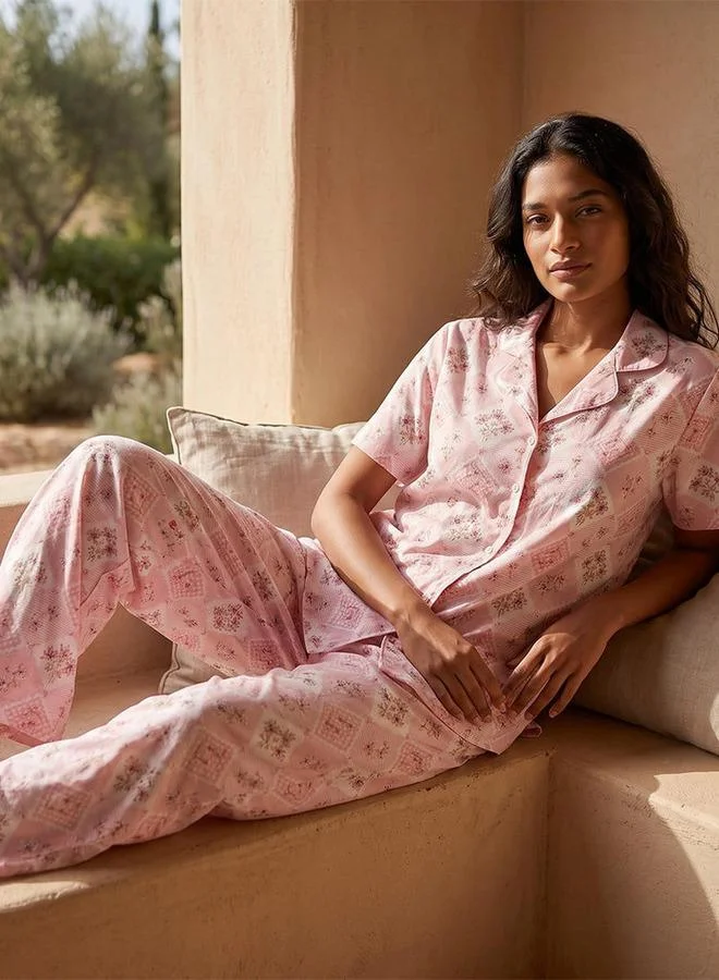 سبلاش فيڤ Intimates Pyjama Set Button Down Shirt & Trousers Viscose