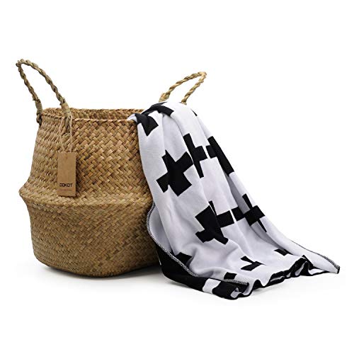 DOKOT Seagrass Plant Basket with Handles, Woven Storage Basket, 7inch Diameter x 8inch Height - Image 2