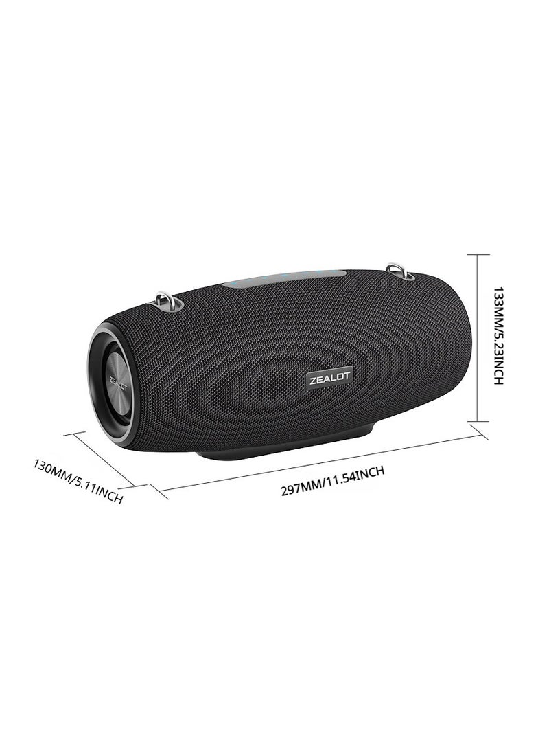 Zealot ZEALOT S67 60W Bluetooth Speaker, Portable Speaker With Shoulder Strap, IPX6 Waterproof AUX/TF/USB Supported, Loud Stereo Booming Bass 14400mAh Battery 40 Hours Playtime  - Image 3