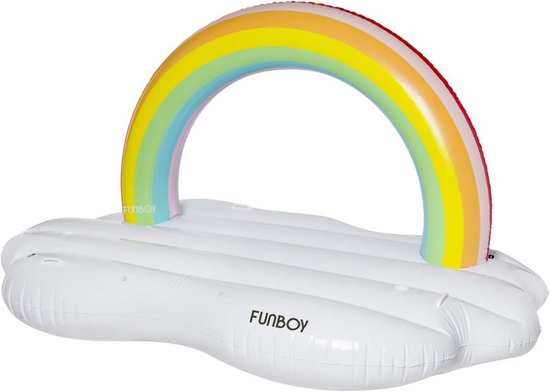 FUNBOY Giant Inflatable Luxury Rainbow Cloud Island Daybed Pool Float, Floating Bed, Two Cup Holders, Luxury Float for Summer Pool Party and Entertainment - Image 1