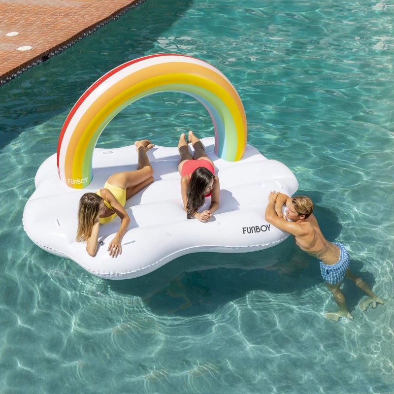 FUNBOY Giant Inflatable Luxury Rainbow Cloud Island Daybed Pool Float, Floating Bed, Two Cup Holders, Luxury Float for Summer Pool Party and Entertainment - Image 5