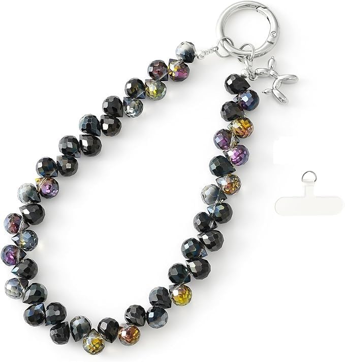 KHOLAD Crystal Phone Wrist Strap Phone Charm Chain Keychain Beaded Cellphone Lanyard with Tether Tab Hands-Free Wristlet Bracelet Wrist Grip Strap for Women - Image 1