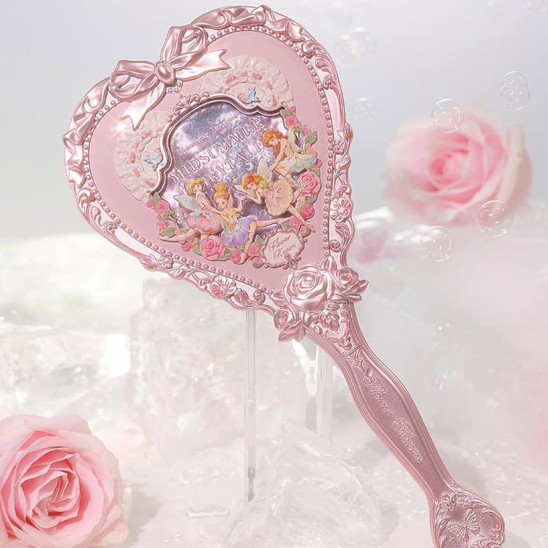Flower Knows Hand Mirror,Portable Vintage,Durable Metal,Cute & Aesthetic Princess Mirror,with Long Handle for Easy Holding,Gift for Girls (Milky Pink, Midsummer Fairytales) - Image 5