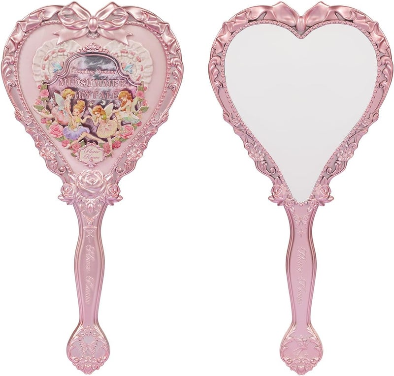 Flower Knows Hand Mirror,Portable Vintage,Durable Metal,Cute & Aesthetic Princess Mirror,with Long Handle for Easy Holding,Gift for Girls (Milky Pink, Midsummer Fairytales) - Image 1