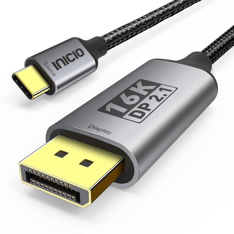 INICIO USB C To DisplayPort 2.1 Cable 6ft, 16K@30Hz 8K@120Hz 4K@240Hz 40Gbps Type C Thunderbolt 3/4/5 to DP Display Port For MacBook Pro Air M4 M3 iPhone 16 15 Pro Galaxy S25 Ultra XPS 13/15 etc - Image 1