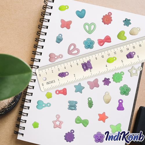 INDIKONB Matte Charms and Beads Set - Fun Shapes for Kids' Jewelry Making, Multicolour Pack of Assorted 250 Beads - Image 2