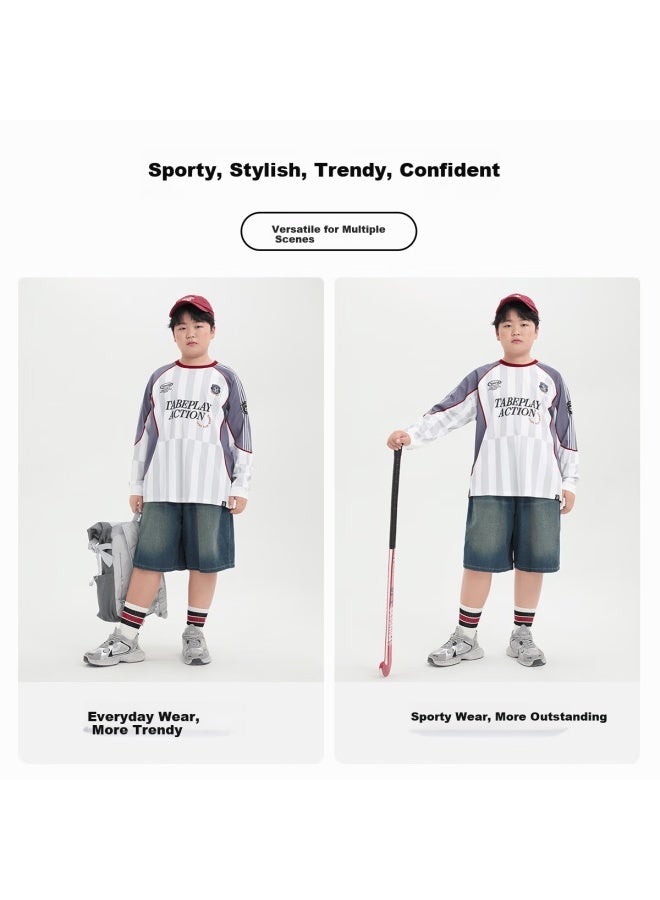 TABE Pig Tony Boys' Autumn Long Sleeve T-shirt Vintage Sports Long Tee Youth Top New Arrival - Image 2
