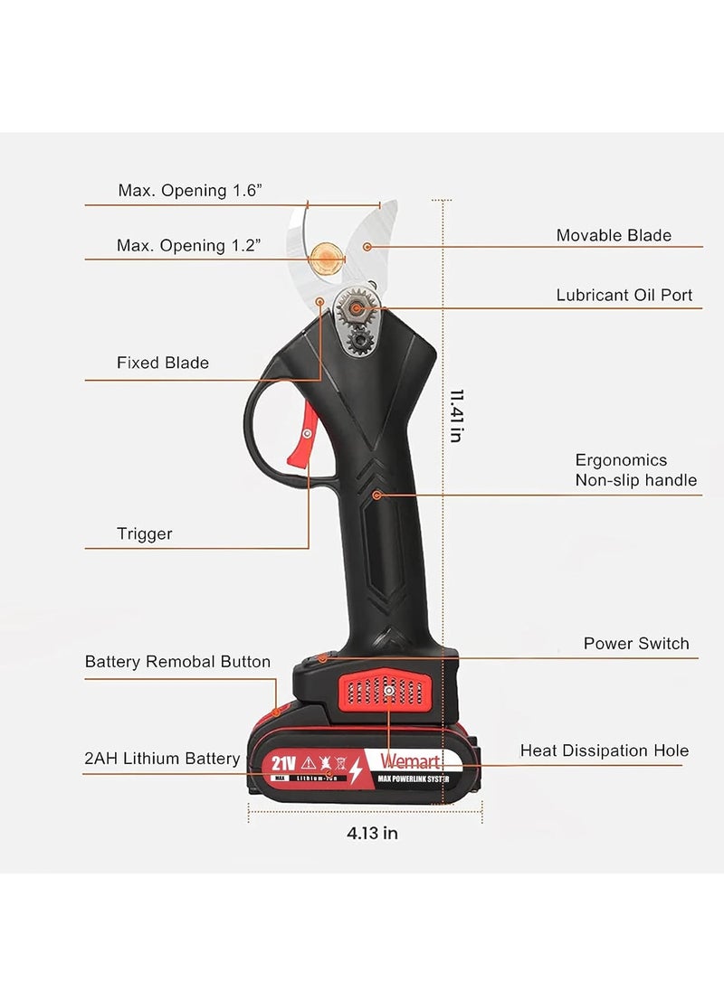 KIIUMI Electric Pruning Shear, Professional Cordless Branch Pruners with 2 Pack 21V Rechargeable Batteries, Electric Tree Trimmer, 30mm (1.18in) Cutting Diameter  - Image 3