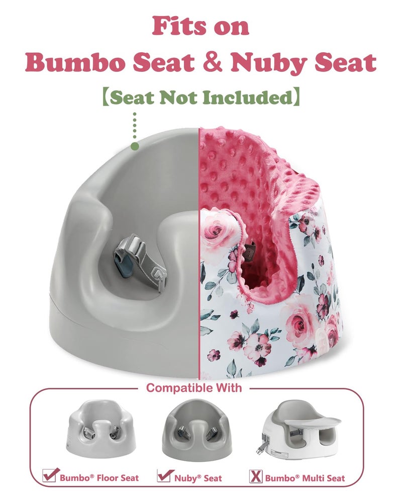 BOMOLOUR Seat Cover Compatible with Bumbo Seat and Nuby Seat, Floor Seat Cover for Boys and Girls, Removable Breathable Baby Seat Cover, New Designed, Anti-Slip, Seat Not Included, Red Flower - Image 3