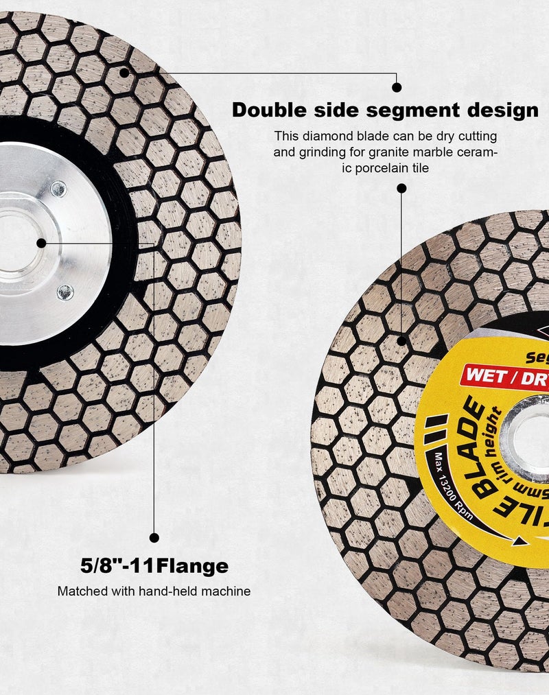 Solidure Tile Blade 4.5â€œ Porcelain Blade with Removable 5/8"-11 Flange Cutting and Grinding for Granite Marble Porcelain Tiles - Image 5