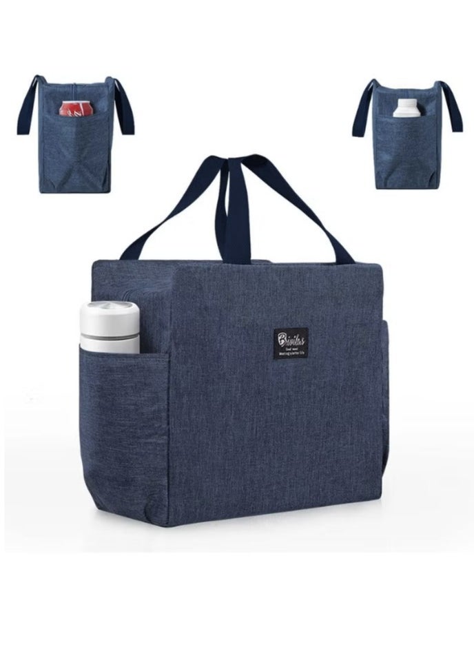 Hanayo - Insulated Lunch Bag Cooler Shoulder Thermal Tote Bag Portable Indoor Outdoor Lunch Box Bag Oxford Navy Blue 25 x 14 x 25 cm - Image 1