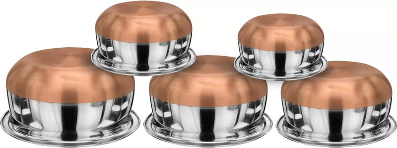 Nirvika Stainless Steel Copper Bottom Kitchen Serving Cooking Bowl Handi Set 5Pieces Biryani Handi with Cover Capacity 05 LTR 075 LTR 1 LTR 15 LTR 2 LTR - Image 3