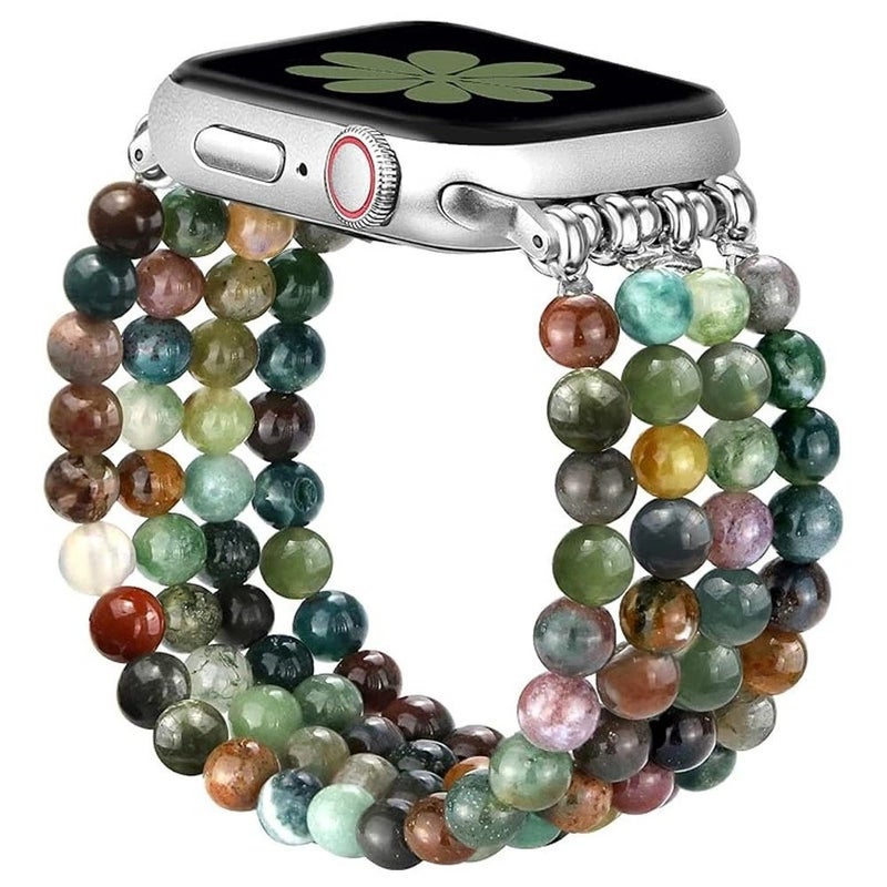 Bluejw Handmade Beaded Elastic Stretch Bracelet Replacement Watch Strap for Apple Watch & Fitbit 38mm 42mm – Comfortable, Adjustable Wristband Band - Image 1