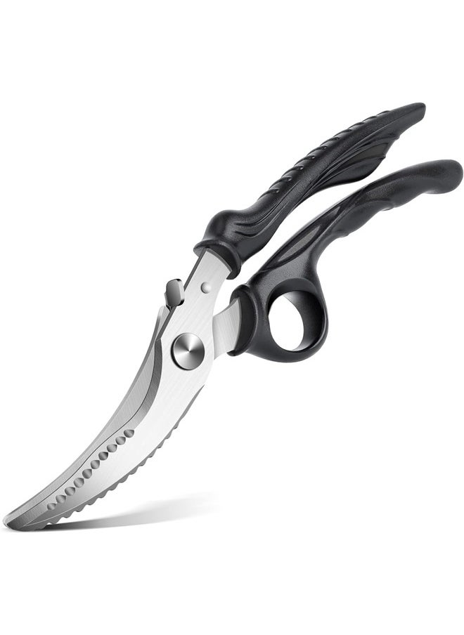 Generic Heavy Duty Poultry Shears, Spring Loaded Kitchen Scissors, Dishwasher Safe Stainless Steel Cooking Scissors, Black  - Image 1
