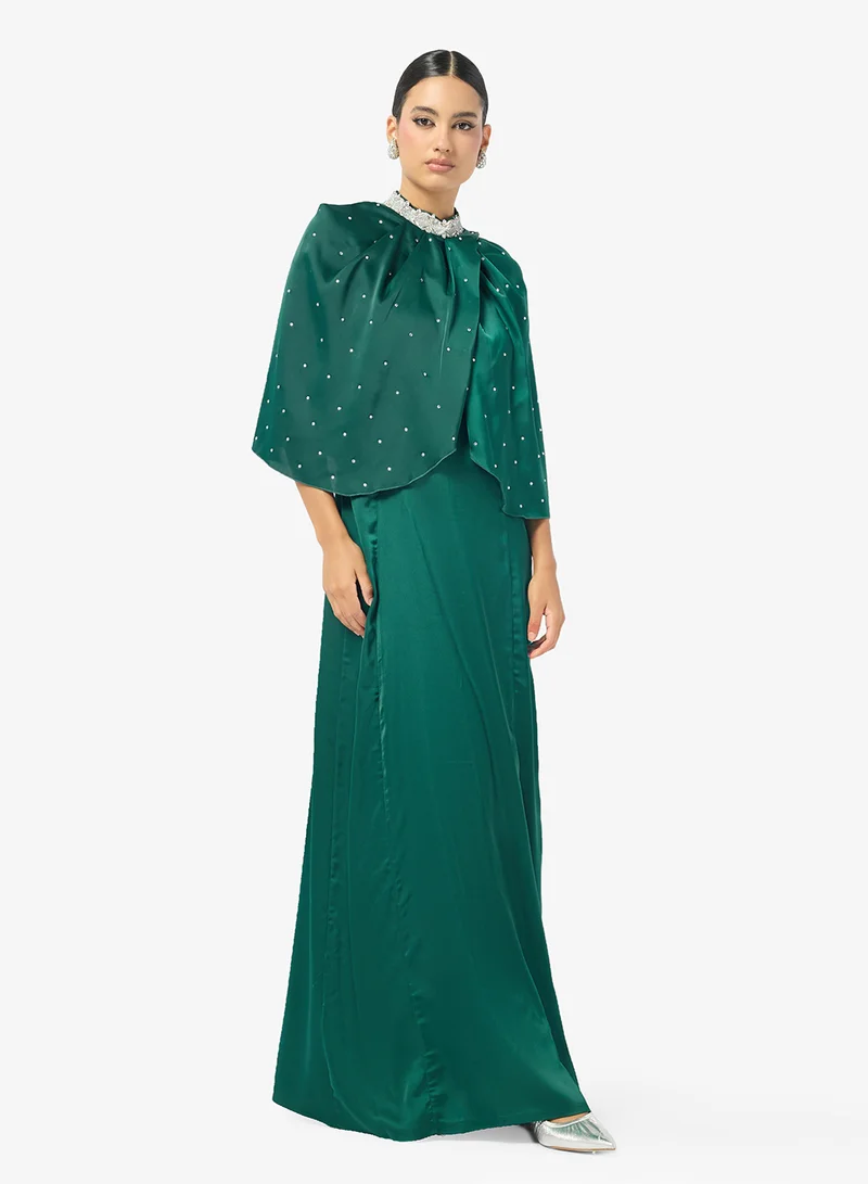 Three-Fourth Sleeve Maxi Dress