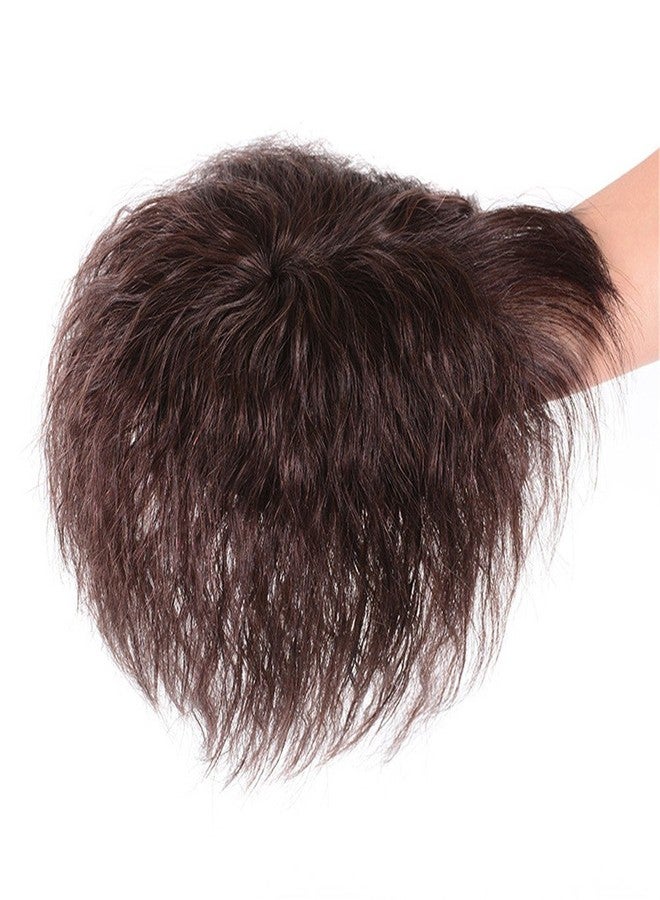 Remeehi Human Hair Nature Curly Topper Replacement Fluffy Hairpiece Seamless Clip in Top Wiglet for Women Thin Hair Large Dark Brown - Image 1