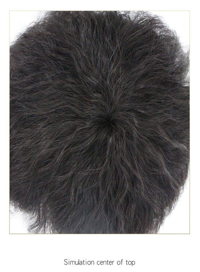 Remeehi Human Hair Nature Curly Topper Replacement Fluffy Hairpiece Seamless Clip in Top Wiglet for Women Thin Hair Large Dark Brown - Image 4