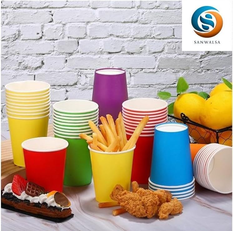 SANWALSA [200 ml, 50 Count, Multicolor Disposable Color Paper Cups | Rainbow Paper Cup for Wedding, Party, Picnic, Travel | Ideal for Tea, Coffee, Juice & Water - Image 4