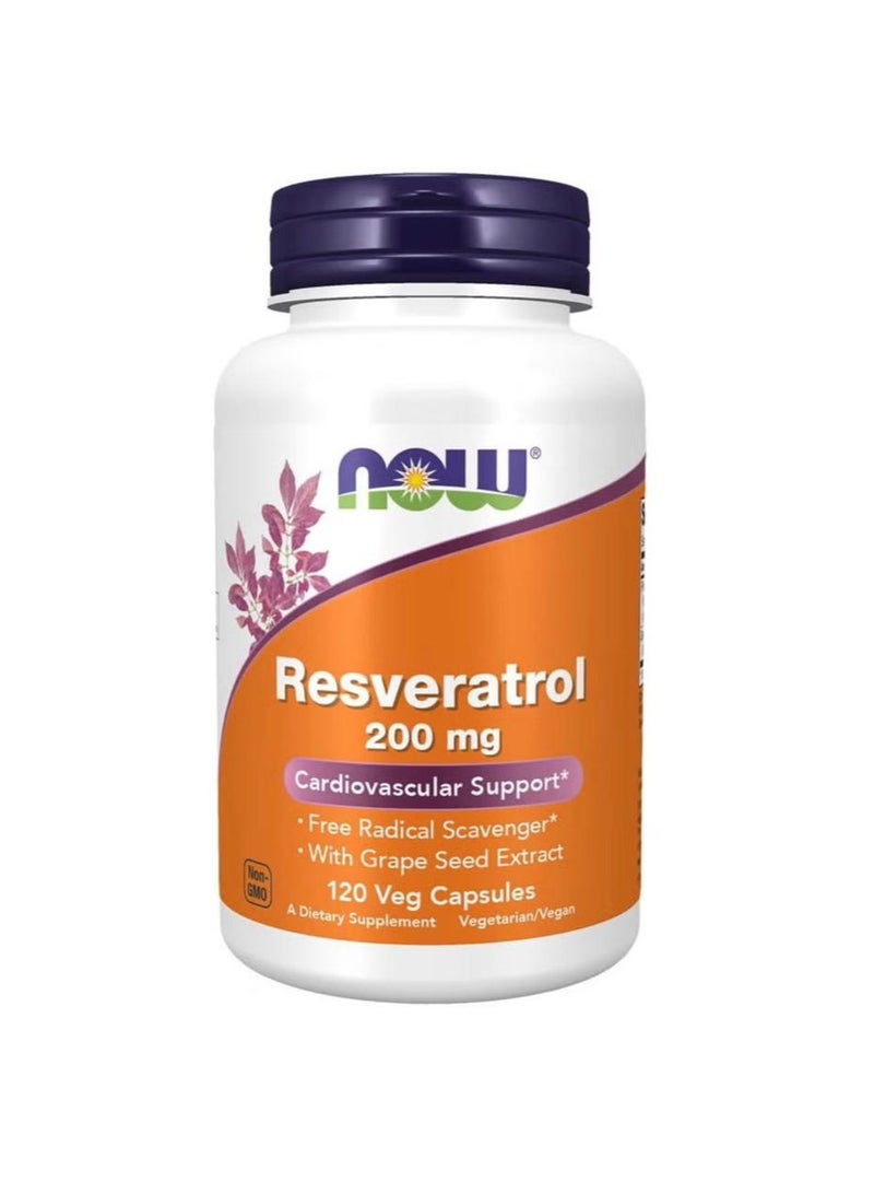 ناو كبسولات ناو ريسفيراترول 200 ملغ، 120 كبسولة نباتية - Image 1