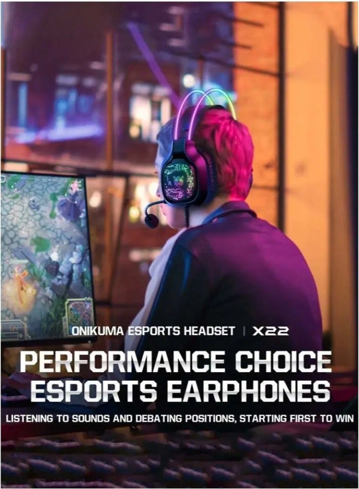 NEW X22 Over-Ear Gaming Headset with Microphone – Wired RGB Stereo Headphones for PS4, PS5, Xbox One, Xbox Series, Nintendo Switch, and PC (Black)  - Image 5