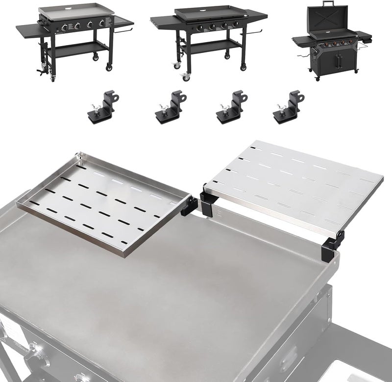 Utheer 2-Pack Griddle Warming Rack for Blackstone 36" Griddles, Stainless Steel Flat Top Grill Accessories | Reversible Rack Adds Prep Space, Foldable Clip-On Design Expands Cooking & Holding Area - Image 1