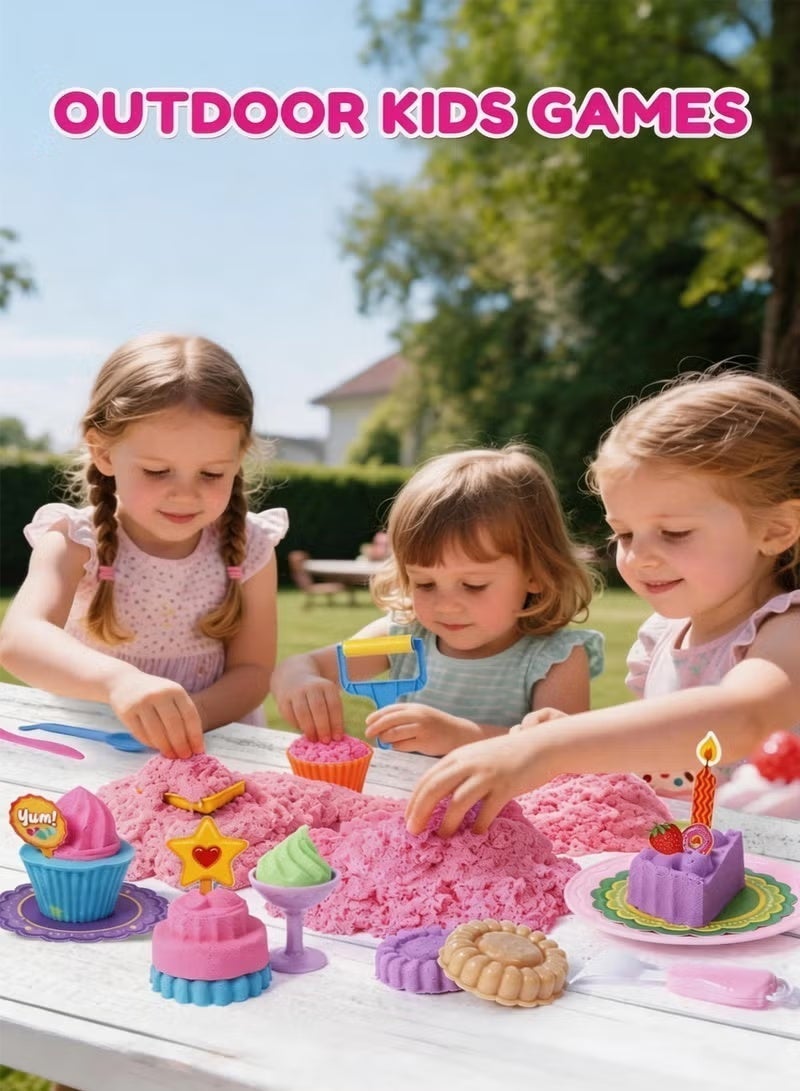 Samira Kids Magic Sand Art Kit, 90 pcs Play Sand Art Kit, 2KG of Sensory Bins Kit, Magic Sand 4 Colors with Toy Shovel Tools, Portable Storage Box and Game Pad, Sandbox Sand Kit Beach Toys for Girls Boys Perfect for Summer Break - Image 2