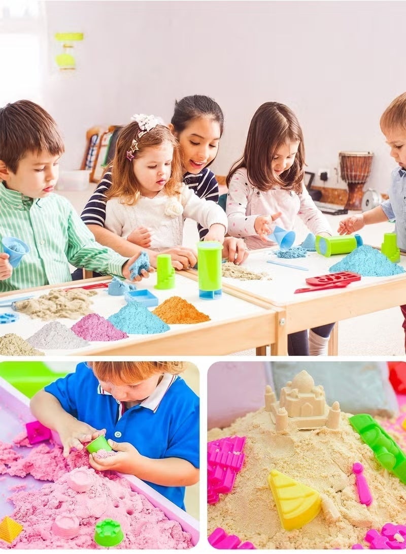 Samira Kids Magic Sand Art Kit, 90 pcs Play Sand Art Kit, 2KG of Sensory Bins Kit, Magic Sand 4 Colors with Toy Shovel Tools, Portable Storage Box and Game Pad, Sandbox Sand Kit Beach Toys for Girls Boys Perfect for Summer Break - Image 3