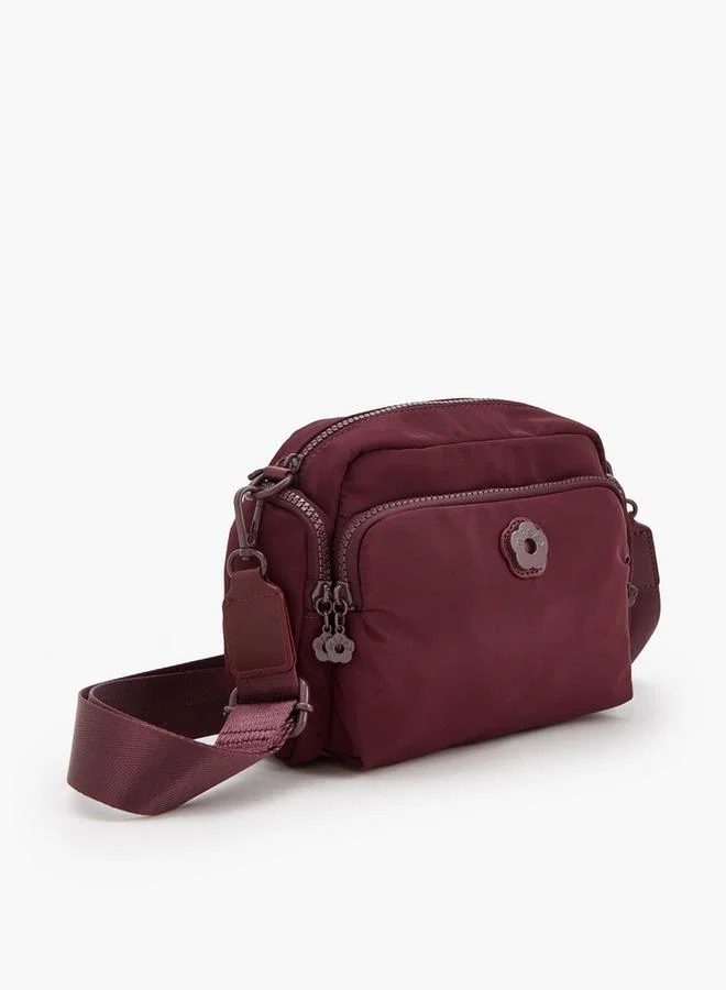 Missy BURGUNDY Solid Crossbody Bag With Front Utility Pocket for Women | Best Price UAE