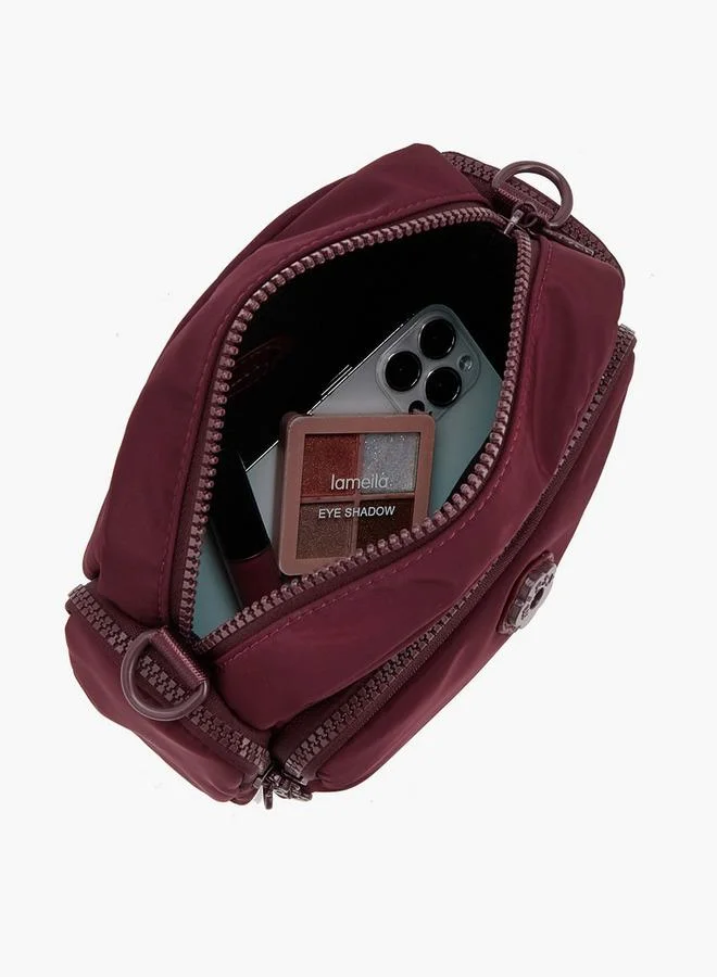 Missy BURGUNDY Solid Crossbody Bag With Front Utility Pocket for Women | Best Price UAE