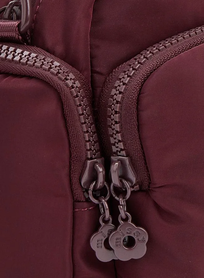Missy BURGUNDY Solid Crossbody Bag With Front Utility Pocket for Women | Best Price UAE