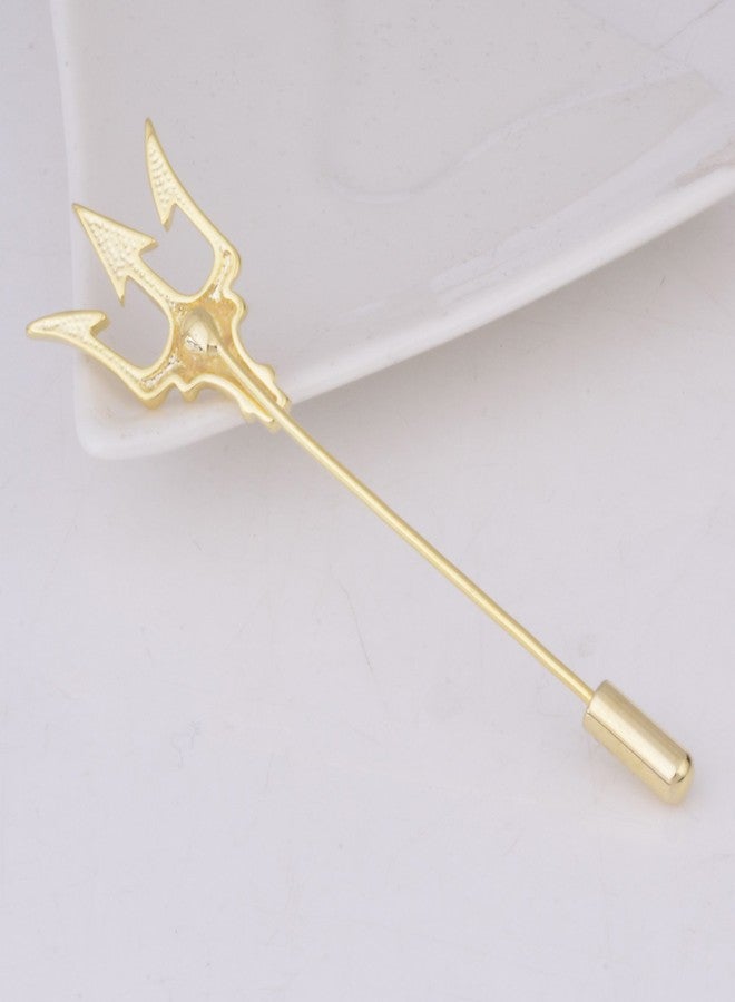 YYBONNIE Men's Trident Necktie Tie Tack Pin Shirt Stay Bar Suit Collar Lapel Stick Pin Brooch with Chain Accessories for Necktie (Gold Stick Pin&Tie Pin) - Image 5