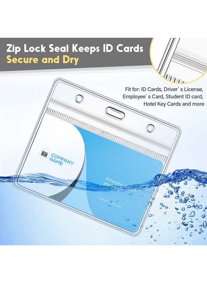 Marspark 300 Pieces Clear Plastic Horizontal Name Badge Id Card Holders Horizontal Name Badge Id Card Holders With Waterproof Resealable Zip Transparent Pvc Sleeve Cover For Office School(Horizontal) - Image 4