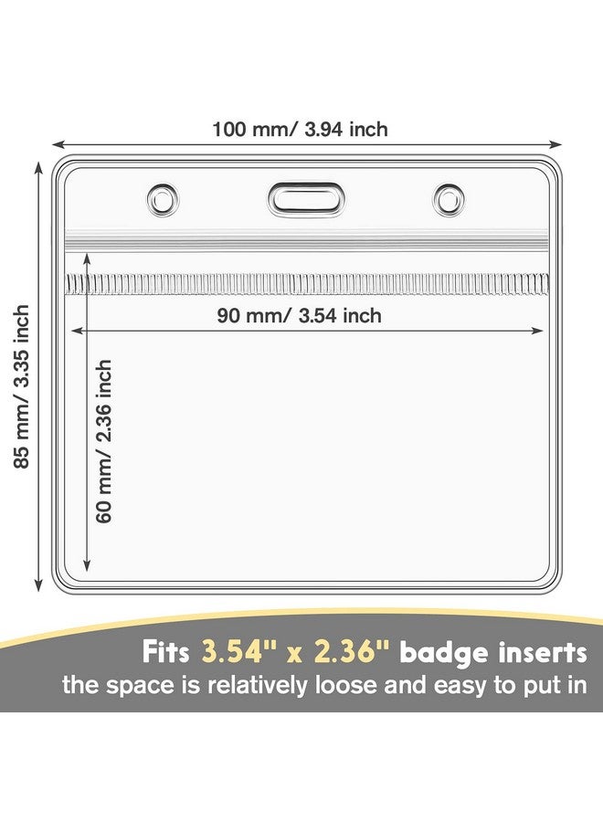 Marspark 300 Pieces Clear Plastic Horizontal Name Badge Id Card Holders Horizontal Name Badge Id Card Holders With Waterproof Resealable Zip Transparent Pvc Sleeve Cover For Office School(Horizontal) - Image 3