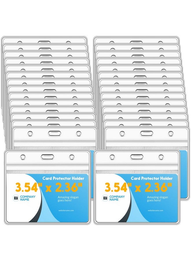 Marspark 300 Pieces Clear Plastic Horizontal Name Badge Id Card Holders Horizontal Name Badge Id Card Holders With Waterproof Resealable Zip Transparent Pvc Sleeve Cover For Office School(Horizontal) - Image 1