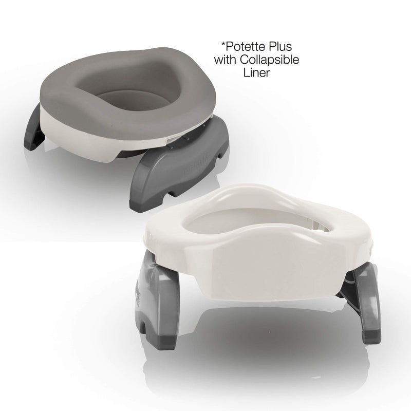 Kalencom Potette Plus Potty Value Pack: Kalencom 2in1 Potette Plus Portable Potty and Reusable Collapsible Liner for Home Use (White/Gray) - Image 3