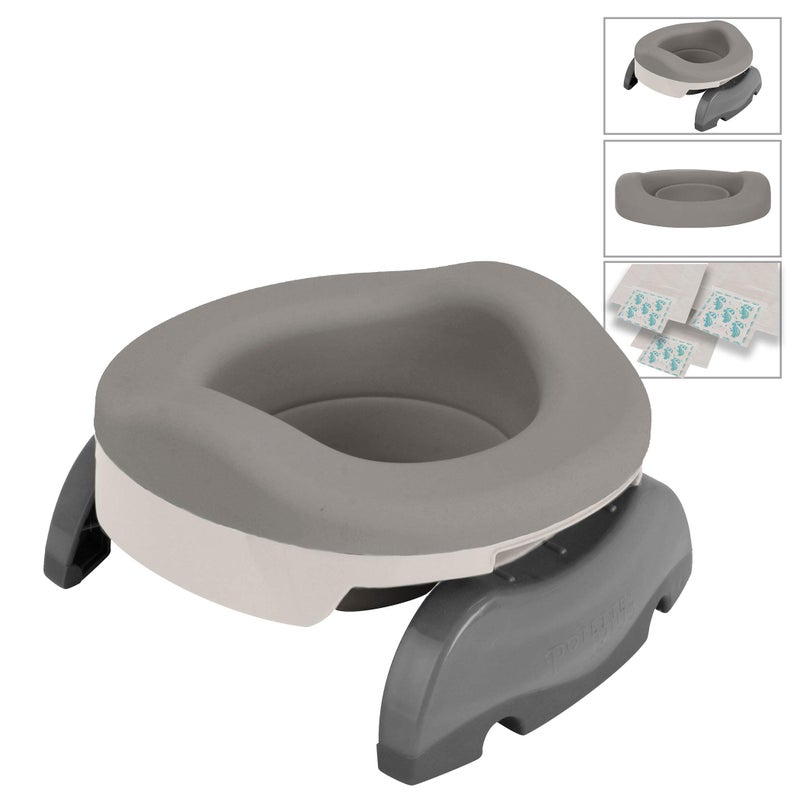 Kalencom Potette Plus Potty Value Pack: Kalencom 2in1 Potette Plus Portable Potty and Reusable Collapsible Liner for Home Use (White/Gray) - Image 2