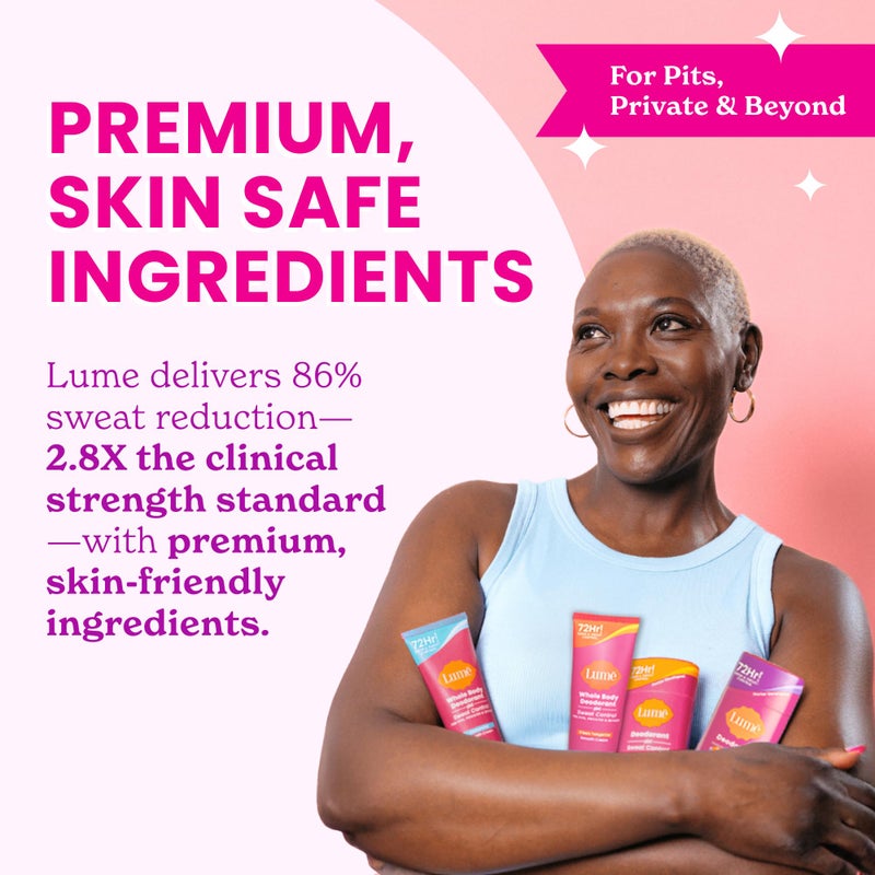 Lume Whole Body Deodorant Plus Sweat Control - Smooth Cream Tube - 72 Hour Odor And Sweat Control - Baking Soda Free, Skin Loving - 3.0 ounce (Pack of 2) (Unscented) - Image 3