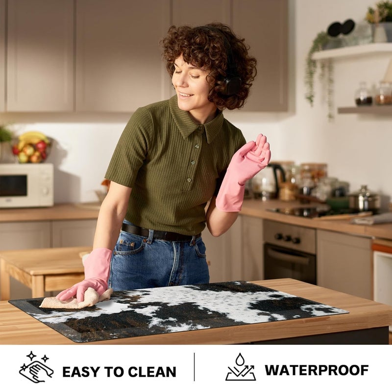 Tyrot Cowhide Kitchen Mat Cushioned Anti Fatigue - 1/2 Inch Thick Western Cow Kitchen Mats for Floor, Non Slip PVC Waterproof Standing Desk Ergonomic Comfort Rugs for Sink, Office, Laundry, 17.3x28 - Image 5