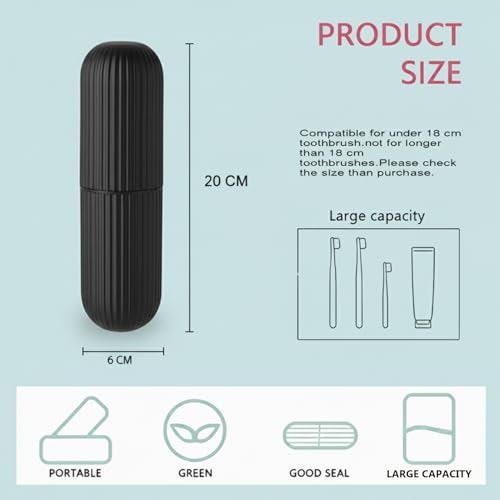 XML Capsule Shape Travel Toothbrush Toothpaste Case Cover Holder Portable Toothbrush Storage Plastic Toothbrush Holder (Black) (Pack of- 1) - Image 3