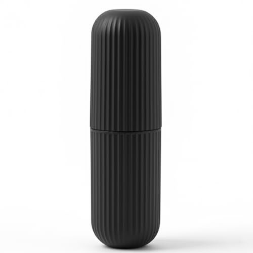 XML Capsule Shape Travel Toothbrush Toothpaste Case Cover Holder Portable Toothbrush Storage Plastic Toothbrush Holder (Black) (Pack of- 1) - Image 1